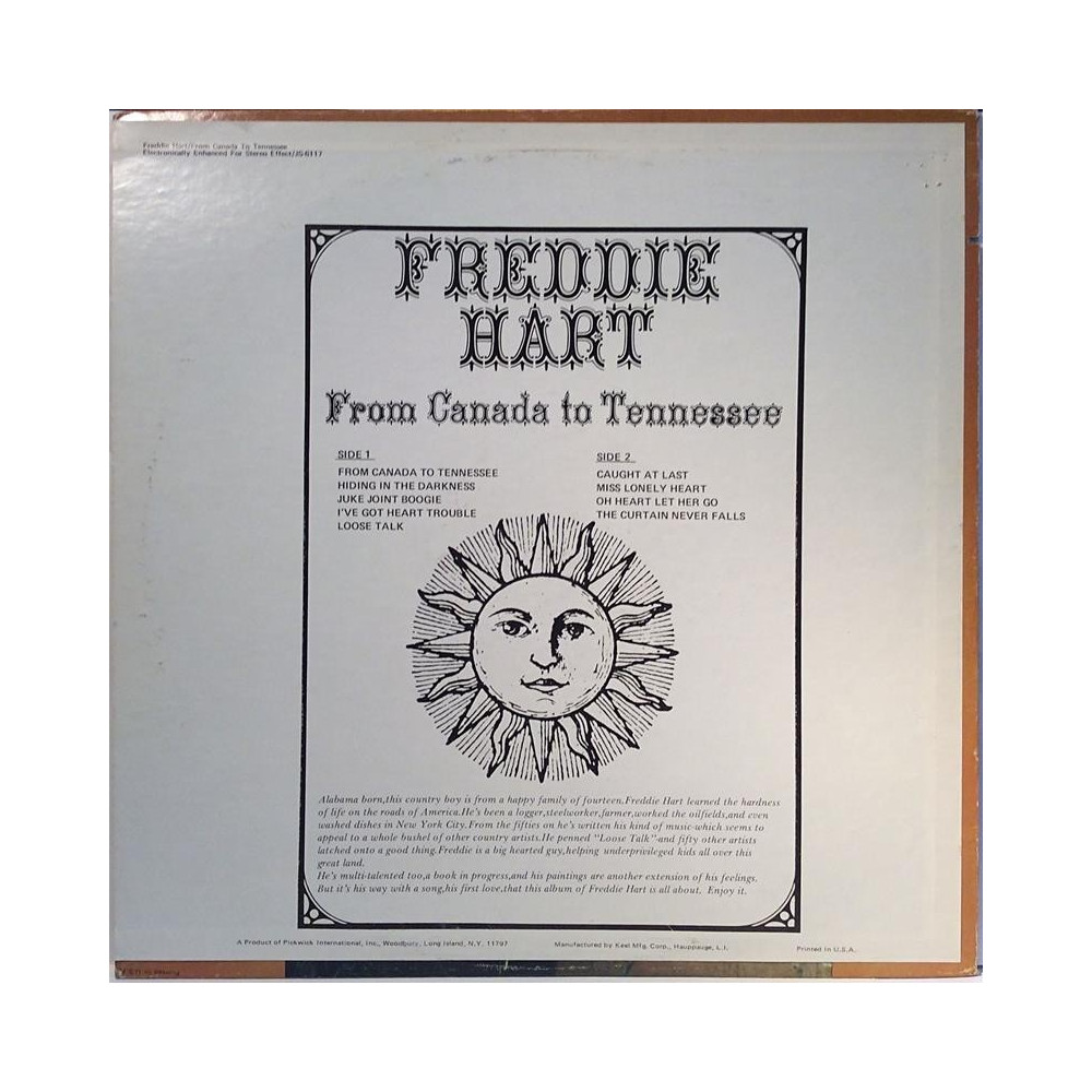 Hart Freddie: From Canada To Tennessee  kansi VG+ levy EX Käytetty LP
