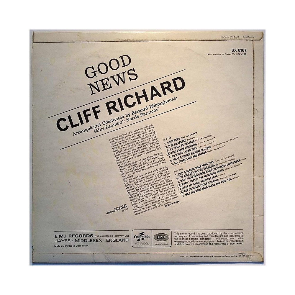 Richard Cliff: Good News  kansi VG+ levy EX Käytetty LP