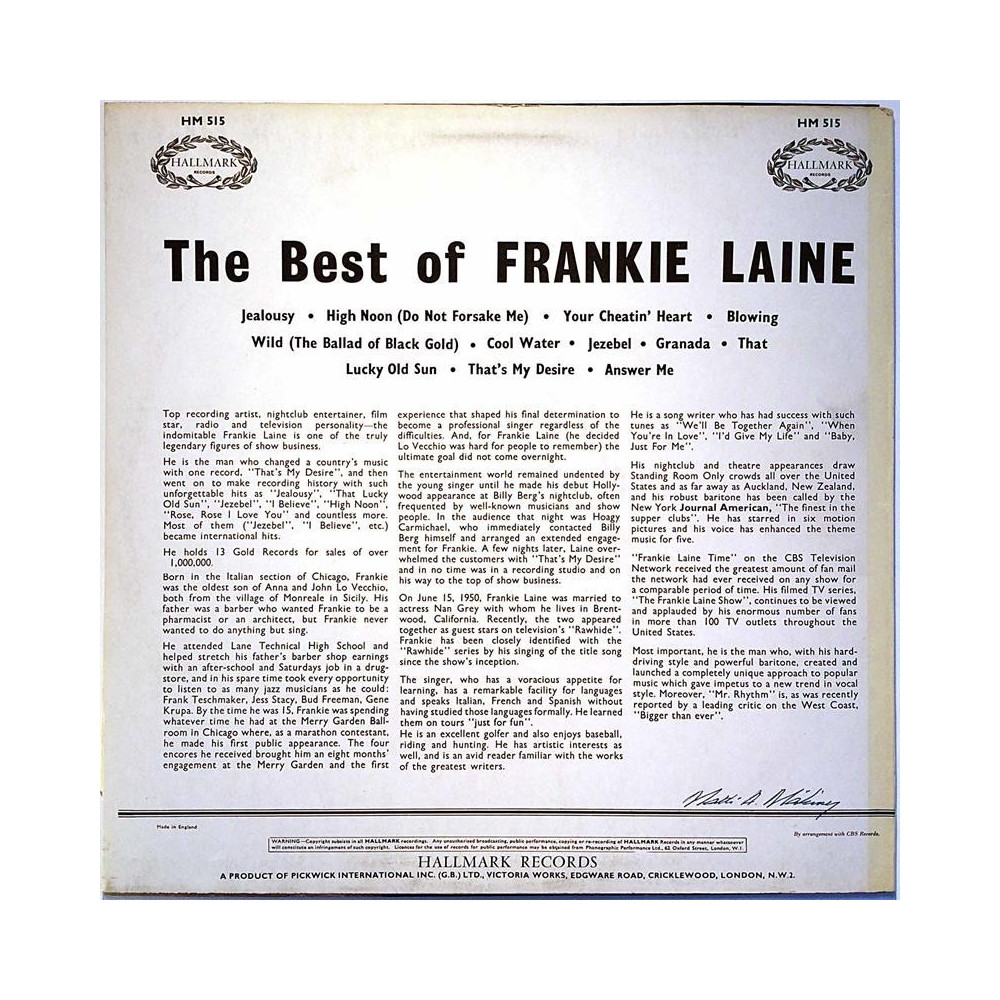 Laine Frankie: The Best Of  kansi VG+ levy EX Käytetty LP