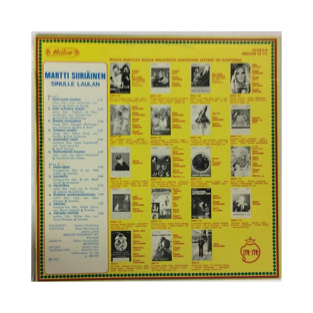 Siiriäinen Martti : Sinulle Laulan - Second hand LP