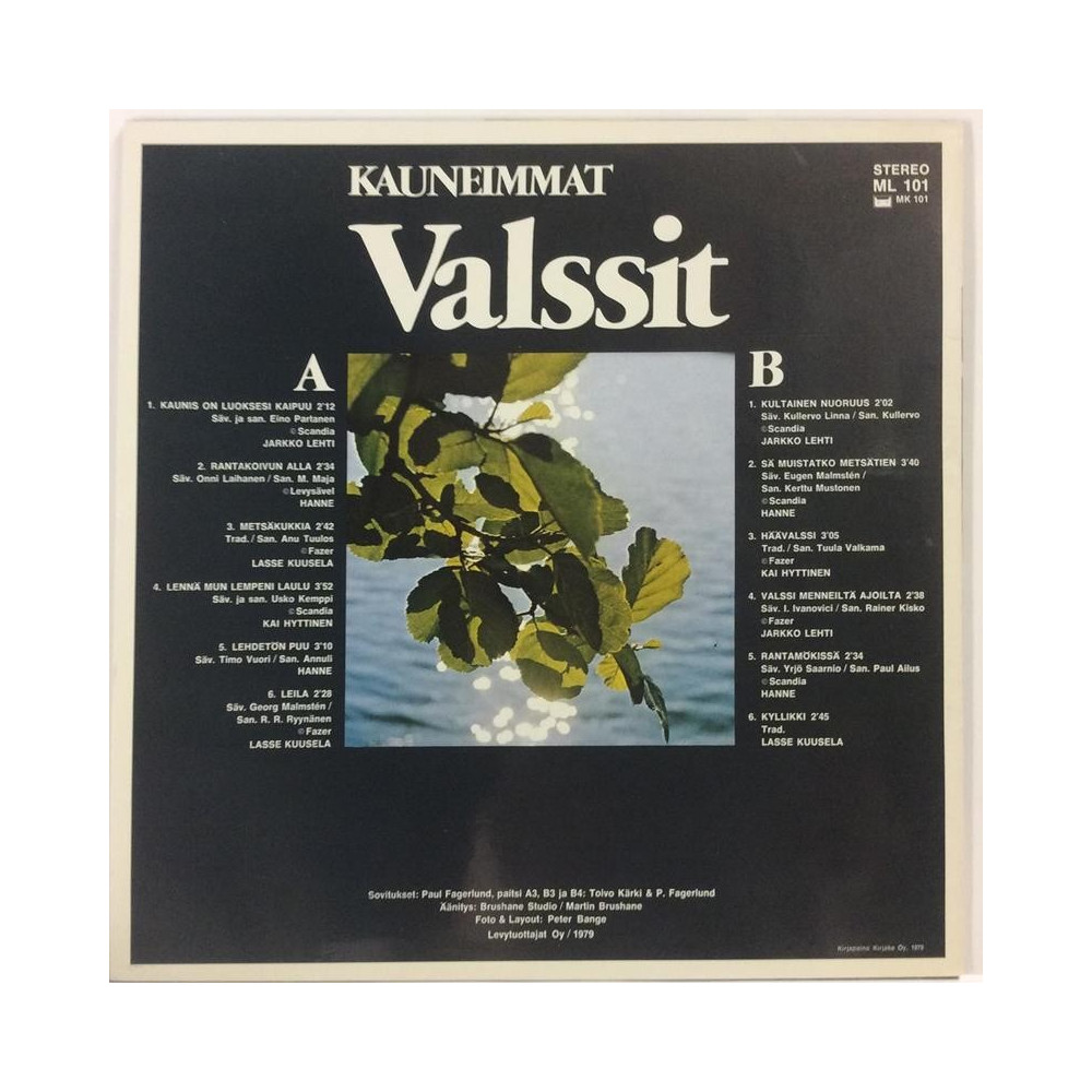 Eri Esittäjiä 1978 ML 101 Kauneimmat Valssit Second hand LP