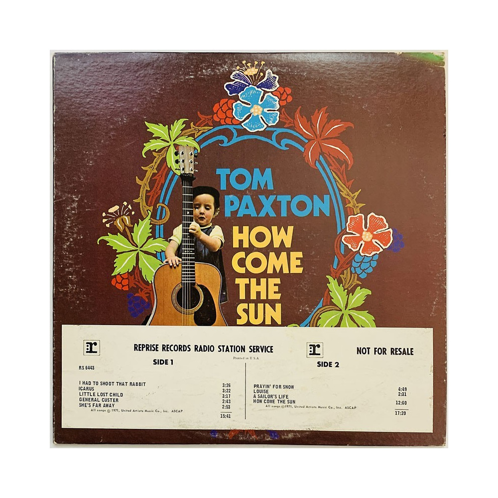 Paxton Tom 1971 RS 6443 How Come The Sun (promo) Begagnat LP