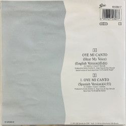 Estefan Gloria käytetty 7” kuvakannella Oye Mi Canto (Hear My Voice) / Spanish version  kansi VG+ levy EX käytetty vinyylisingle
