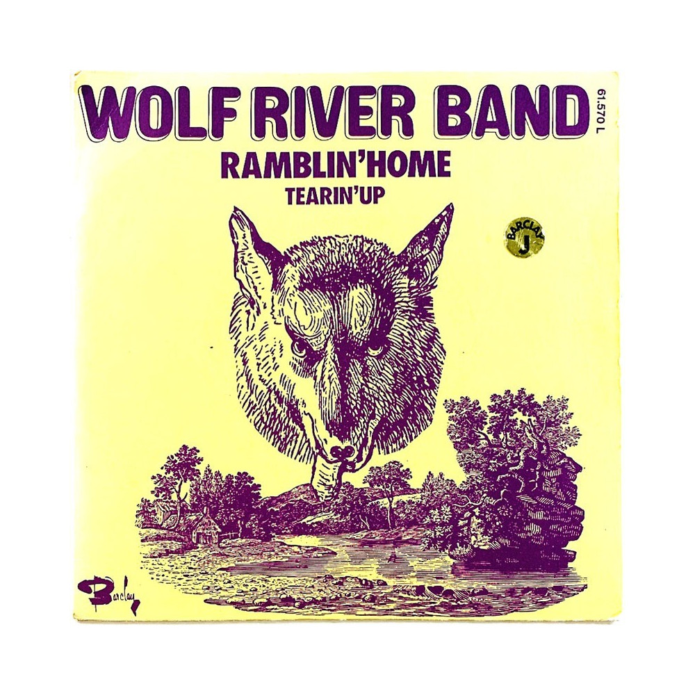 Wolfriver Band käytetty 7” kuvakannella Ramblin’ home / Tearin’ up  kansi VG+ levy EX käytetty vinyylisingle PS
