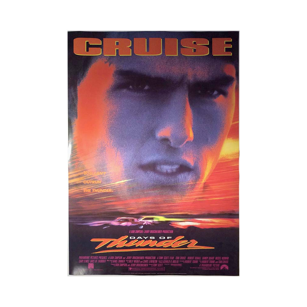 Days of Thunder, Tom Cruise, Begagnat Poster, år 1990 bredd 59cm  höjd 88 cm Elokuvajuliste leveys 59cm x korkeus 88cm
