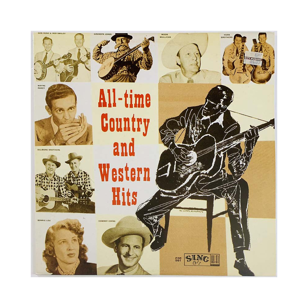 Cowboy Copas, Moon Mulligan ym. LP All-time Country and Western Hits  kansi EX levy EX LP