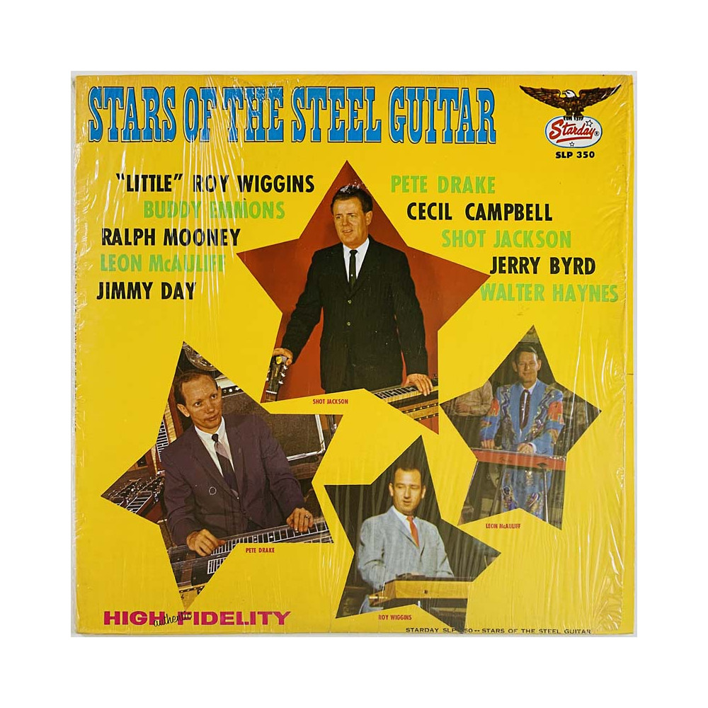 Pete Drake, Shot Jackson, Roy Wiggins ym. LP Stars of the steel guitar  kansi EX levy EX LP
