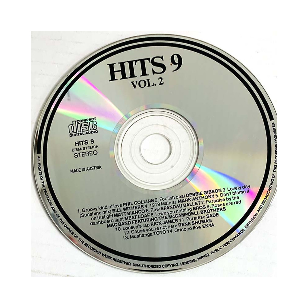 Toto, Enya, Phil Collins ym. CD Hits 9 Volume 2  kansi paperikansi/muovitasku levy EX CD