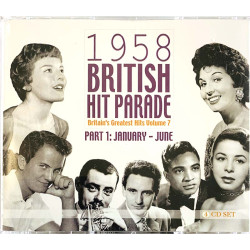 Britain’s Greatest Hits volume 7 part 1 CD British Hit Parade 1958 jan-july 4CD  kansi EX levy EX Käytetty CD