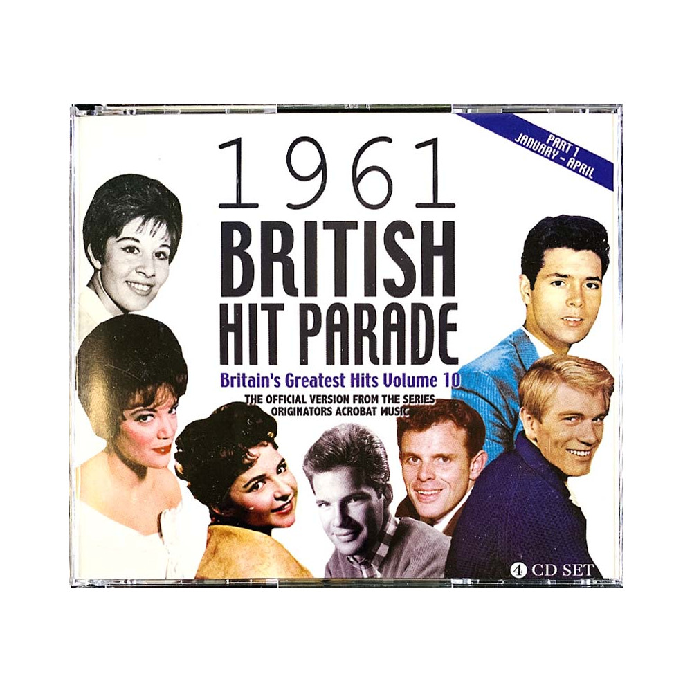 Britain’s Greatest Hits volume 10 part 1 CD British Hit Parade 1961 jan-april 4CD  kansi EX levy EX Käytetty CD