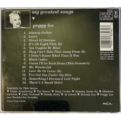 Lee Peggy CD My greatest songs  kansi EX- levy EX Käytetty CD