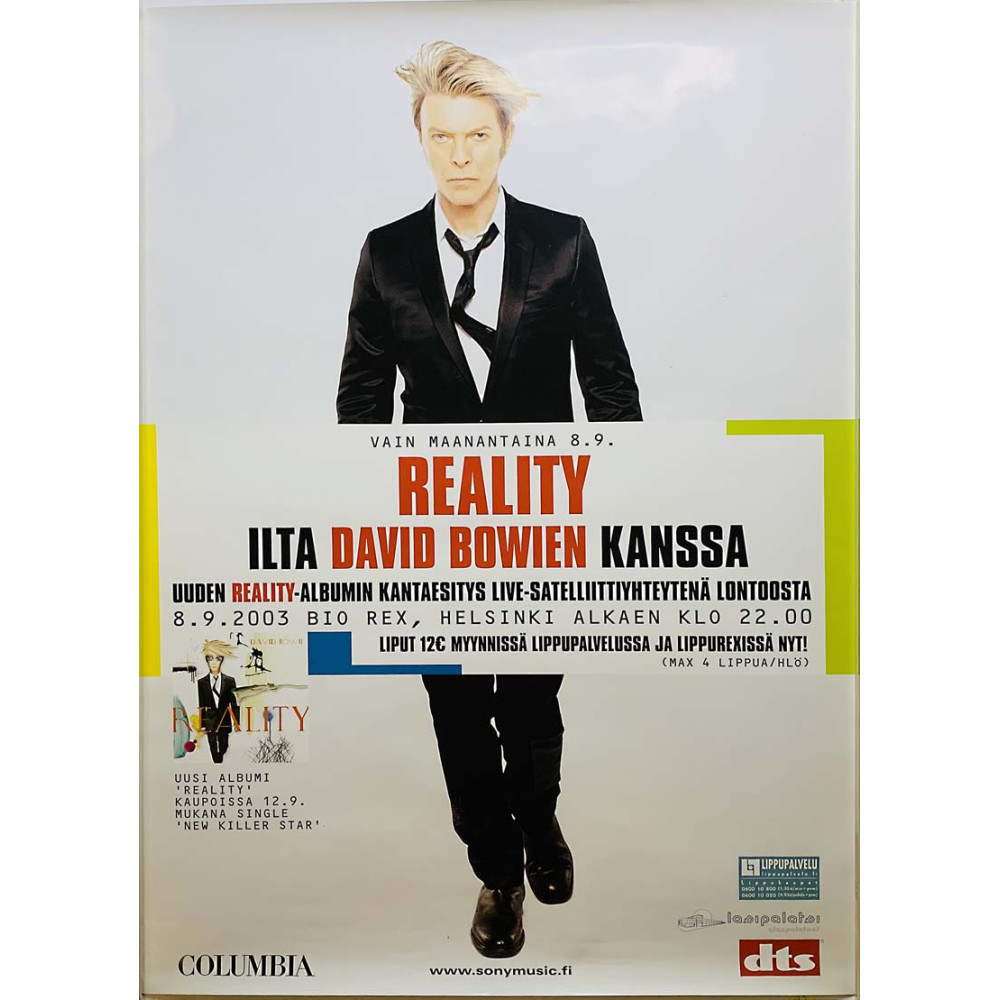 Ilta David Bowien kanssa 8.9.2003 juliste Tapahtumajuliste  50cm x 70cm kunto EX JULISTE