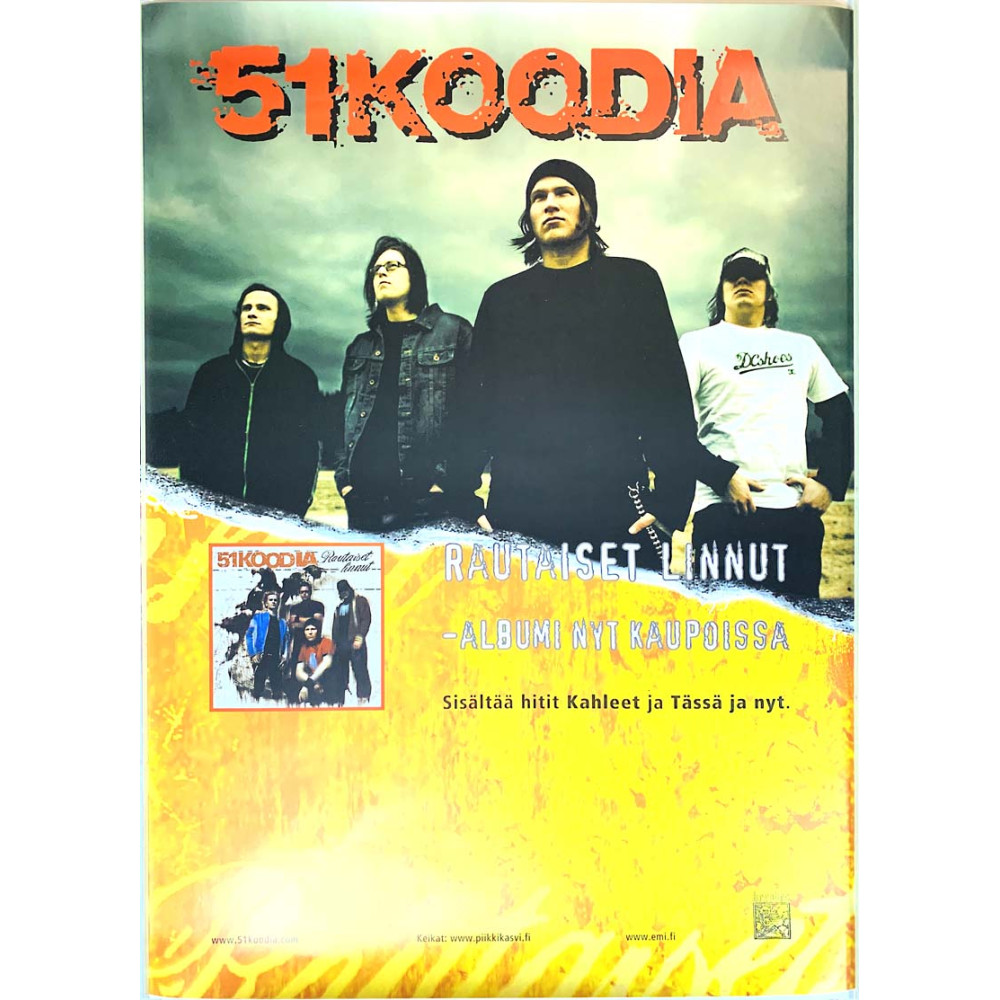 51 Koodia, Rautaiset linnut, Begagnat Poster, år 2005 bredd 42cm  höjd 59 cm Promojuliste 42cm x 59cm skick EX
