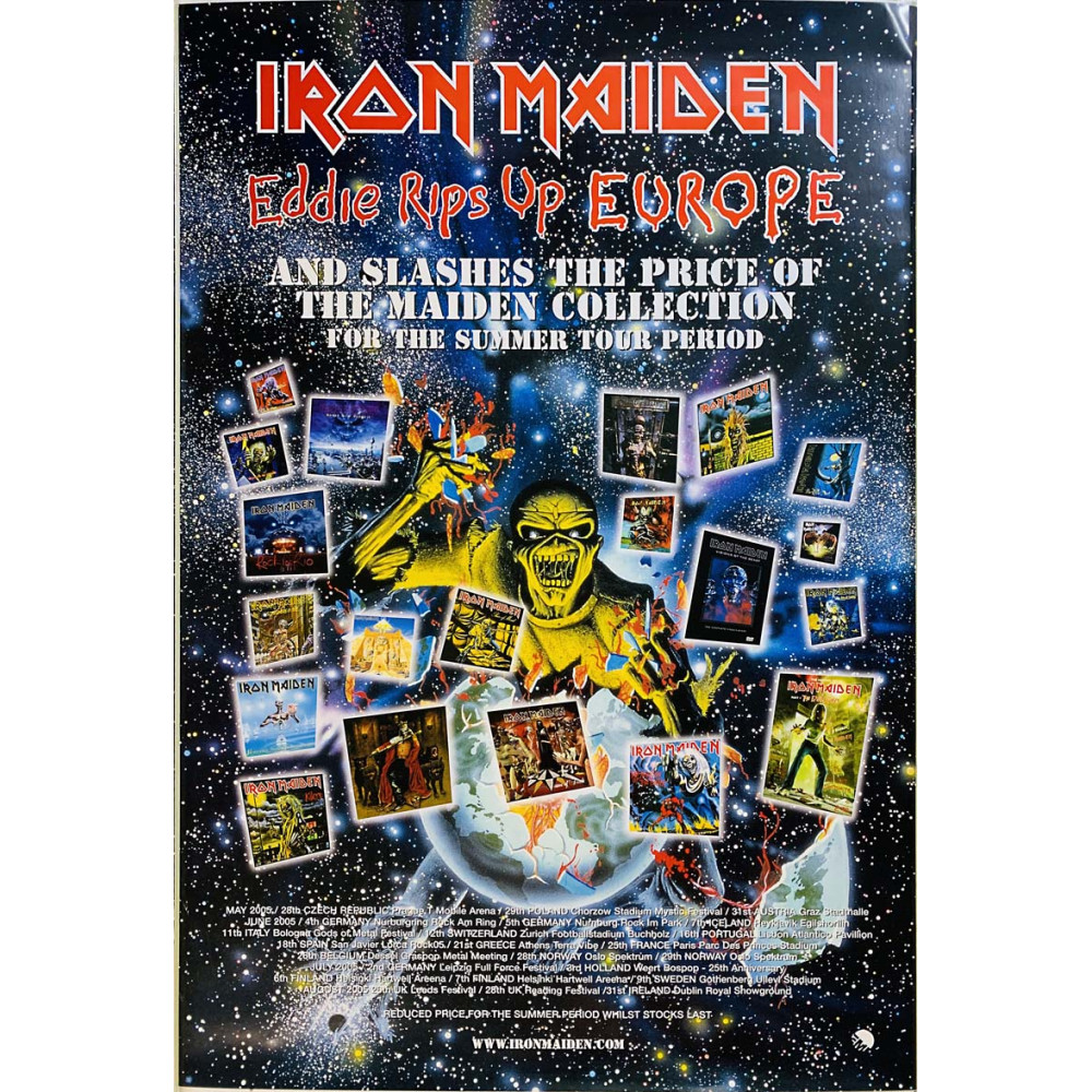 Iron Maiden - Eddie rips up Europe juliste Tour poster 51cm x 76cm kunto EX JULISTE