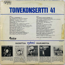 Finntrio, Markus, Markku aro ym. LP Toivekonsertti 41  kansi VG- levy VG Käytetty LP