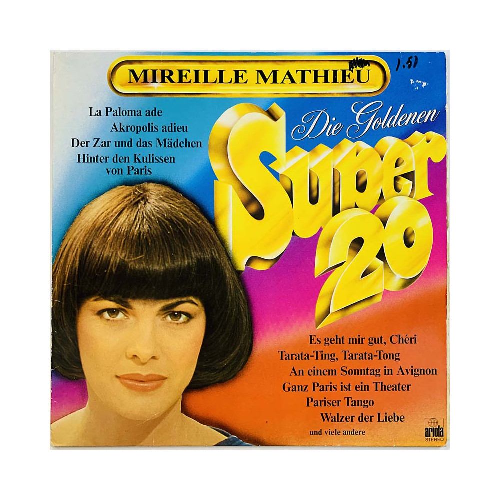 Mathieu Mireille LP Die goldenen Super 20  kansi VG- levy VG+ Käytetty LP