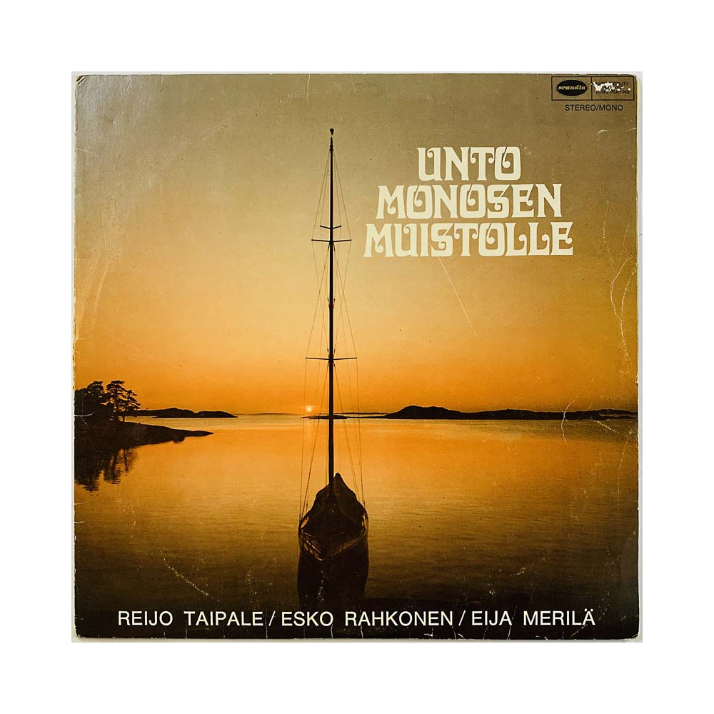 Esko Rahkonen, Reijo Taipale, Eija Merilä LP Unto Monosen muistolle  kansi VG- levy VG- Käytetty LP