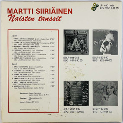 Siiriäinen Martti LP Naisten tanssit  kansi VG+ levy VG+ Käytetty LP