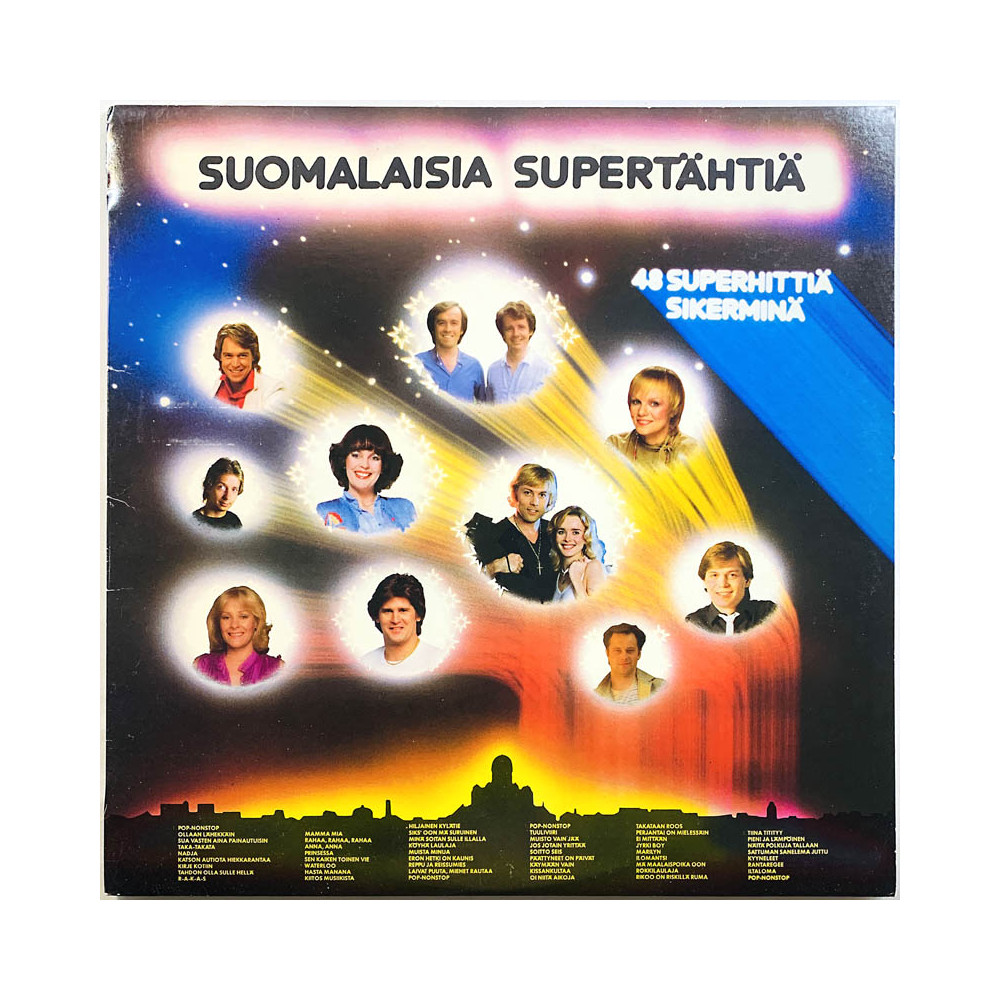 Super Singers, Markku Aro, Kari Tapio ym. LP Suomalaisia Supertähtiä 48 superhittiä  kansi EX levy EX Käytetty LP