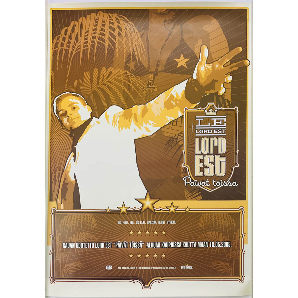 Lord Est, Päivät töissä, Begagnat Poster, år 2005 bredd 42cm  höjd 60 cm Promojuliate 42cm x 60cm skick EX