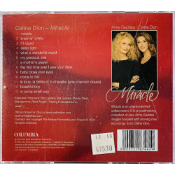 Dion Celine Käytetty CD Miracle  kansi EX levy EX Käytetty CD
