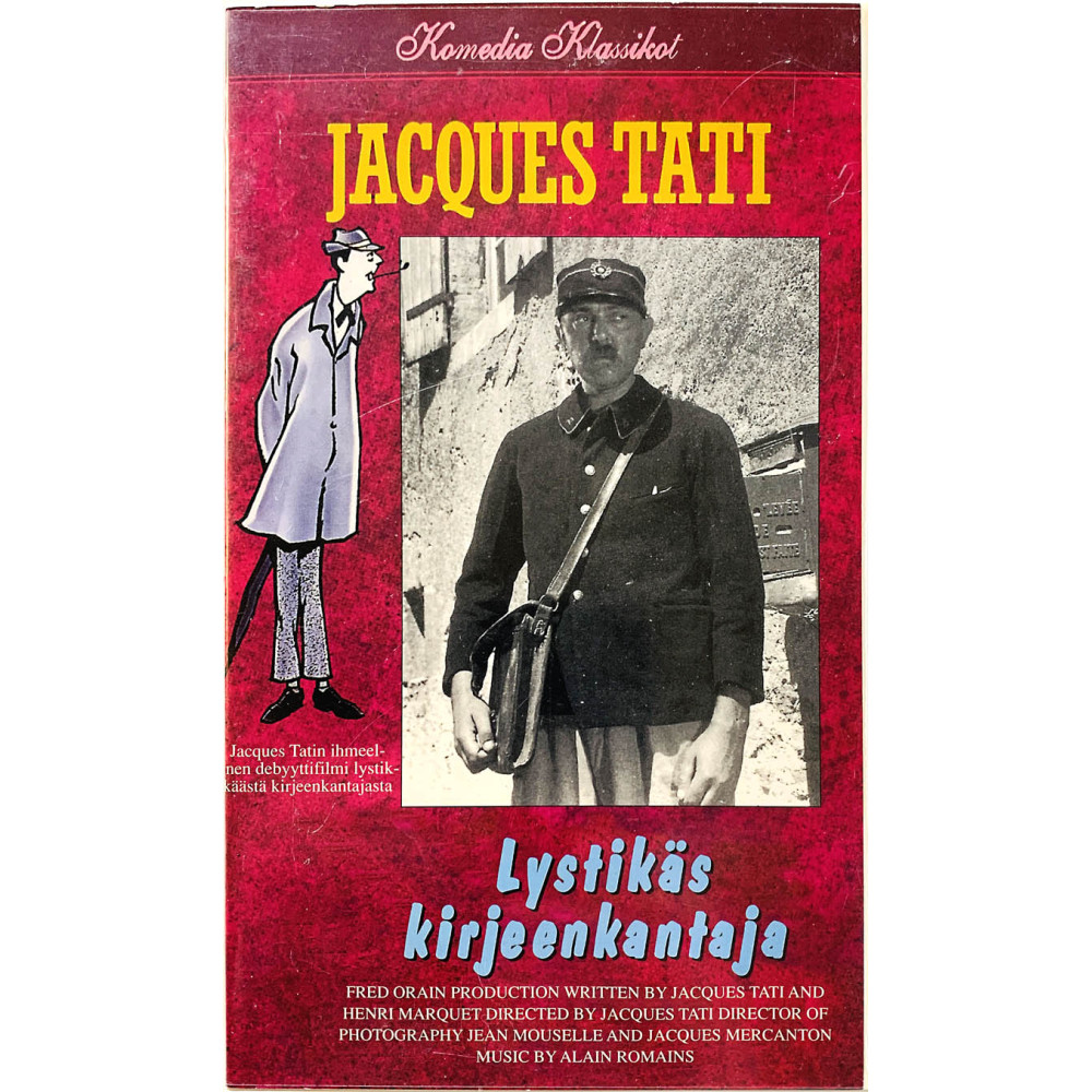 VHS - Elokuva: Tati Jacques Lystikäs kirjeenkantaja kansipaperi EX VHS-kasetin kunto EX VHS video