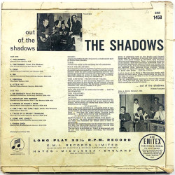 Shadows 1962 33SX 1458 Out of the Shadows omslag utan vinyl