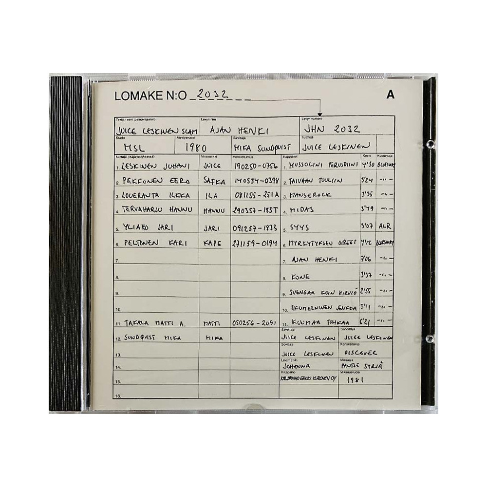 Juice Leskinen Slam 1981 JHNCD 2032 Ajan henki CD Begagnat