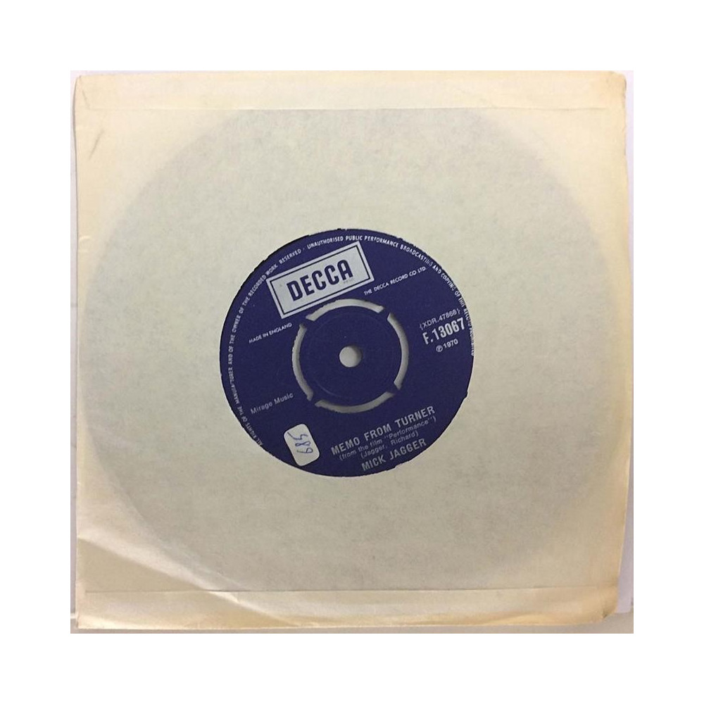 Jagger Mick: Memo From Turner / Natural Magic  - second hand single