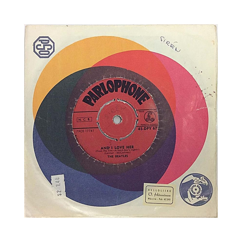 Beatles: And I Love Her / I Should Have Known Beter - käytetty vinyylisingle VG