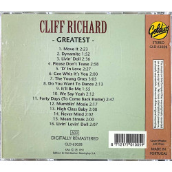 Richard Cliff CD Greatest  kansi EX- levy EX Käytetty CD