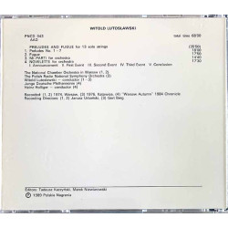Lutoslawski Witold CD Preludes and Fugue, Mi-Parti Vol. 4  kansi EX- levy EX Käytetty CD