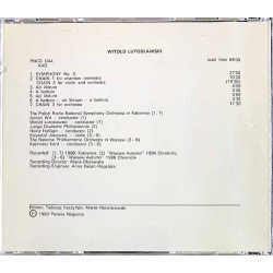 Lutoslawski Witold CD Symphony No. 3, chain 1-3 Volume 5  kansi EX- levy EX Käytetty CD