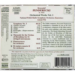 Penderecki Krzysztof CD Orchestral Works Vol. 1  kansi EX- levy EX Käytetty CD