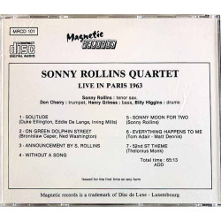 Rollins Sonny CD Live in Paris 1963  kansi VG+ levy EX Käytetty CD