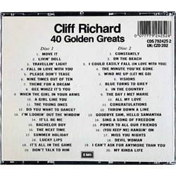 Richard Cliff CD 40 Golden Greates 2CD  kansi EX- levy EX Käytetty CD