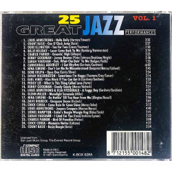 Dave Brubeck, Sarah Vaughan, Chick Corea CD 25 Great Jazz Performances Vol. 1  kansi EX- levy EX- Käytetty CD