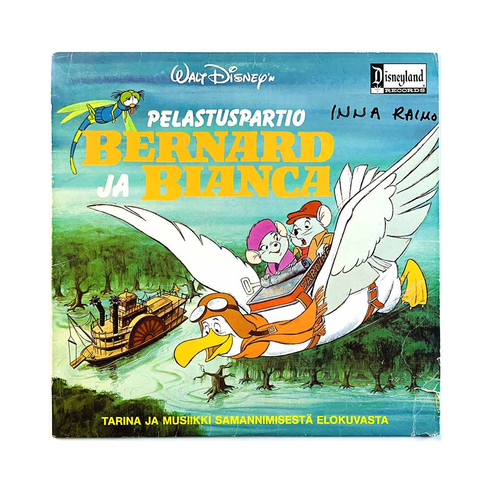 Walt Disney tarina ja musiikki elokuvasta Käytetty LP Pelastuspartio Bernard Ja Bianca  kansi VG levy VG Käytetty LP