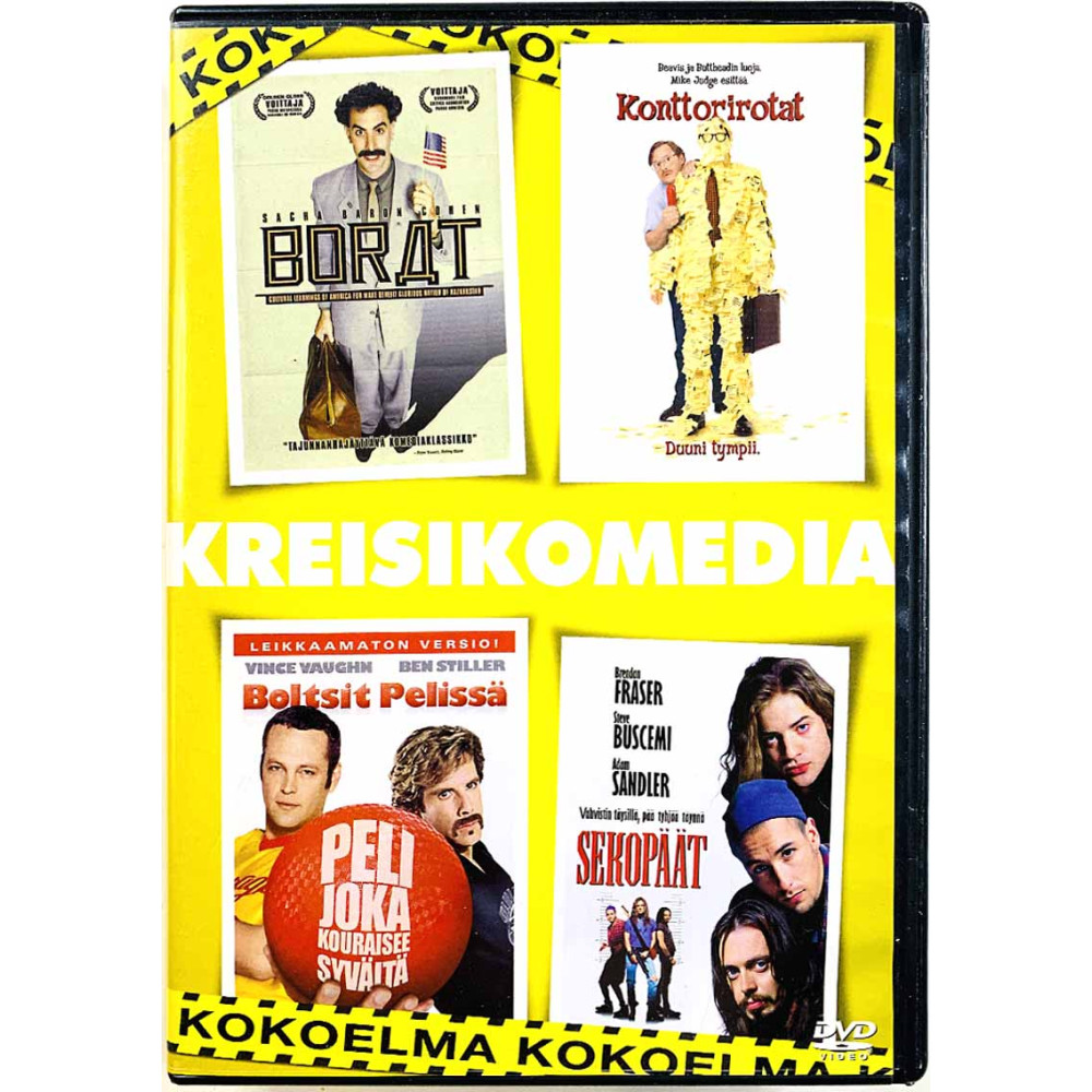 DVD - Elokuva Kreisikomedia 4DVD DVD Borat, Konttorirotat, Boltsit pelissä. Sekopäät  kansi EX levy EX Käytetty DVD