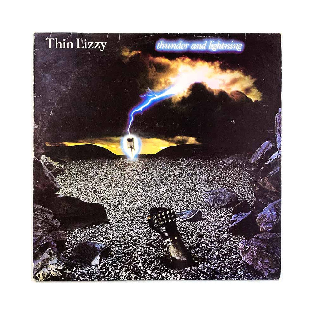 Thin Lizzy vinyl LP Thunder and lightning  kansi VG levy G+ Käytetty LP