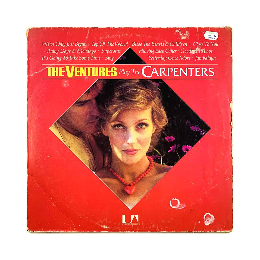 Ventures vinyl LP Ventures play the Carpenters  kansi G+ levy VG Käytetty LP