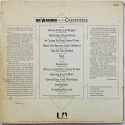 Ventures vinyl LP Ventures play the Carpenters  kansi G+ levy VG Käytetty LP