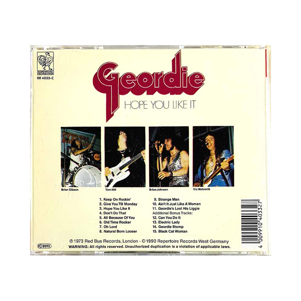 Geordie Hope You Like It + 4 bonus tracks - CD