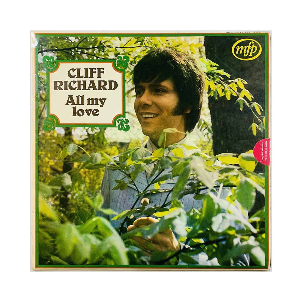 Richard Cliff vinyl LP All My Love  kansi VG+ levy VG+ Käytetty LP
