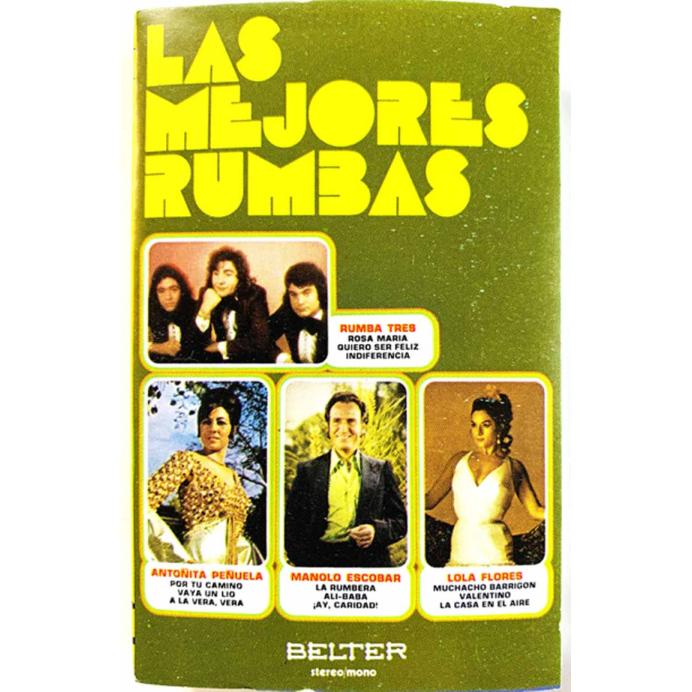 Manolo Escobar, Lola Flores: Les Mejores Rumbas kansipaperi VG+ , musiikkikasetin kunto EX kasetti