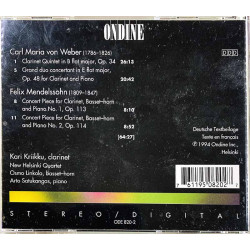 Carl Maria von Weber. Felix Mendelssohn CD Clarinet Quintet  kansi EX- levy EX Käytetty CD
