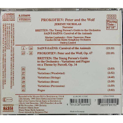 Nicholas Jeremy narrator, Prokofiev ym. CD Peter and the wolf  kansi EX- levy EX Käytetty CD