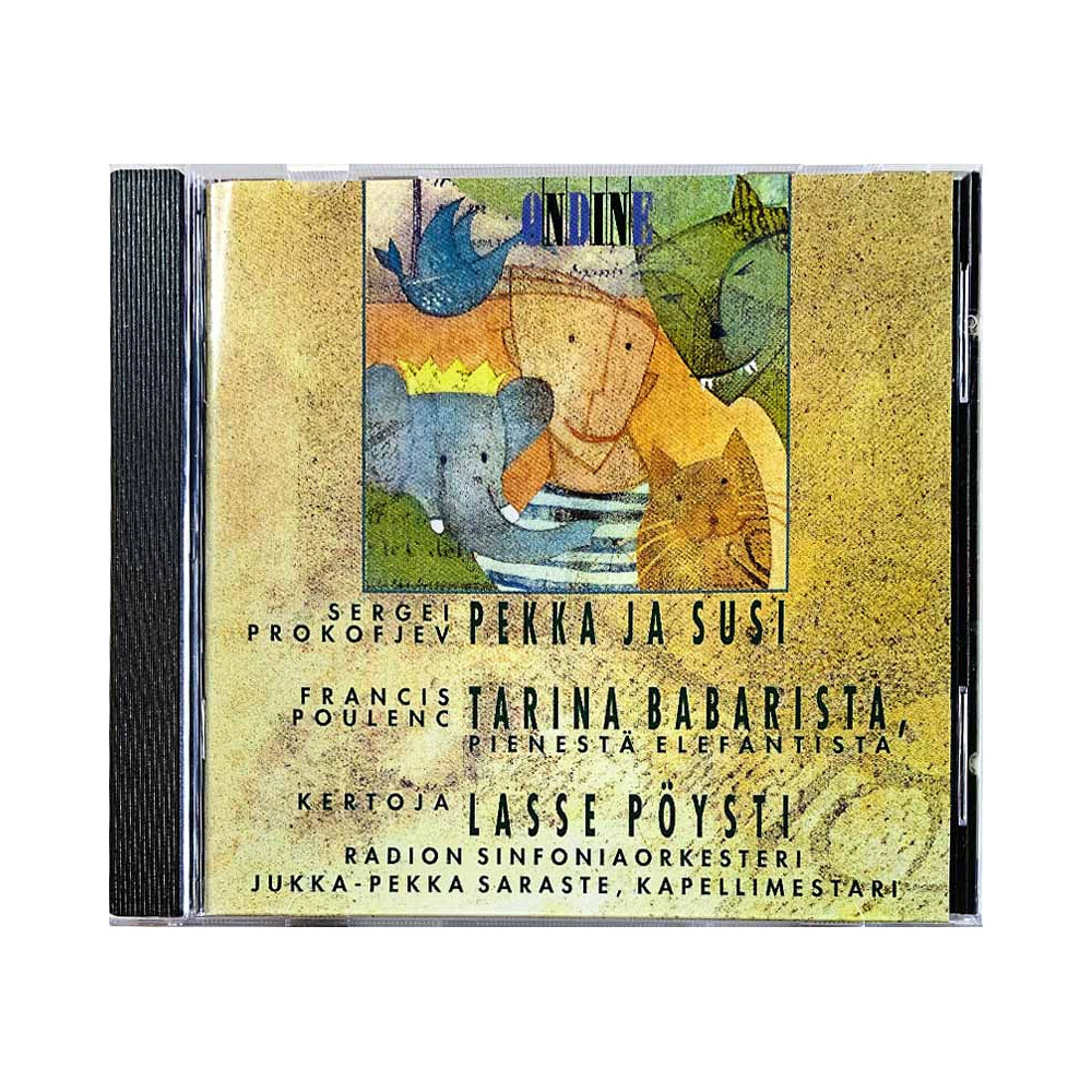 Pöysti Lasse, Radion Sinfoniaorkesteri CD Pekka ja susi, tarina Babarista, pienestä elefantista  kansi EX- levy EX Käytetty CD