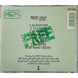 Free CD Free Live  kansi EX- levy EX- Käytetty CD