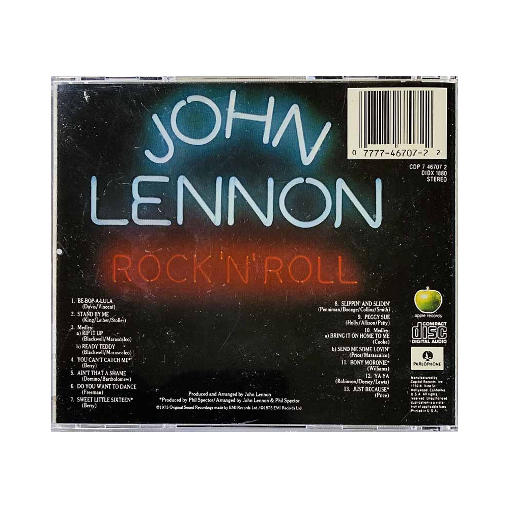 Lennon John 1975 CDP 7 46707 2 Rock'n'Roll CD Begagnat